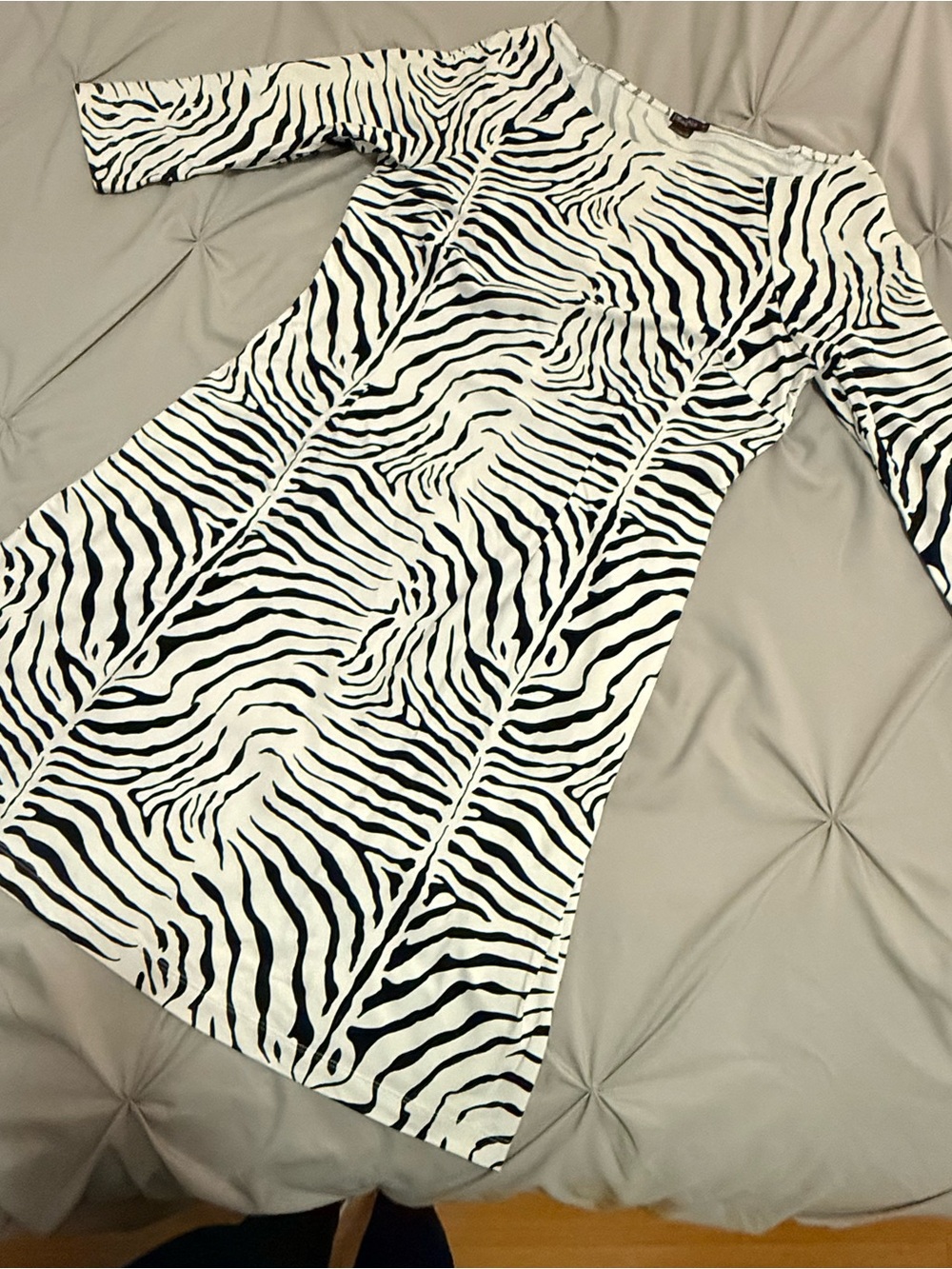 J.McLaughlin Zebra Print Catalina Cloth Shift Dress - 3/4 Sleeve - Size L